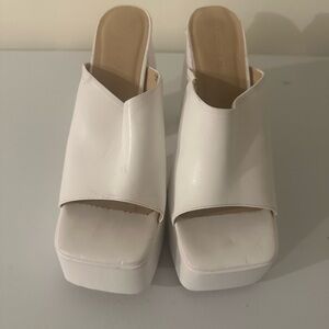Women's White Platform Mules